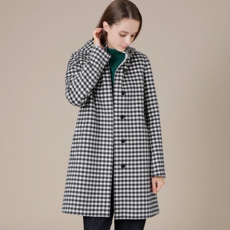 【MACKINTOSH LONDON WOMEN】 【L】リバーチェックウールコート ホワイト