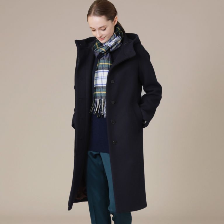 【MACKINTOSH LONDON WOMEN】 【L】ウールダブルクロスフーデッドコート ネイビー