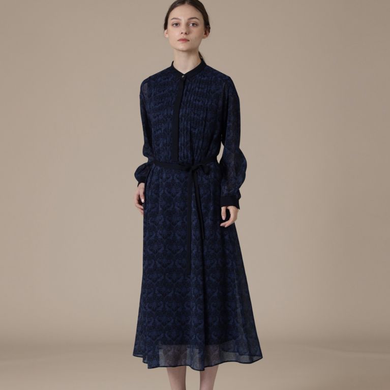 【MACKINTOSH LONDON WOMEN】 【L】ブリティッシュフラワーワンピース ネイビー