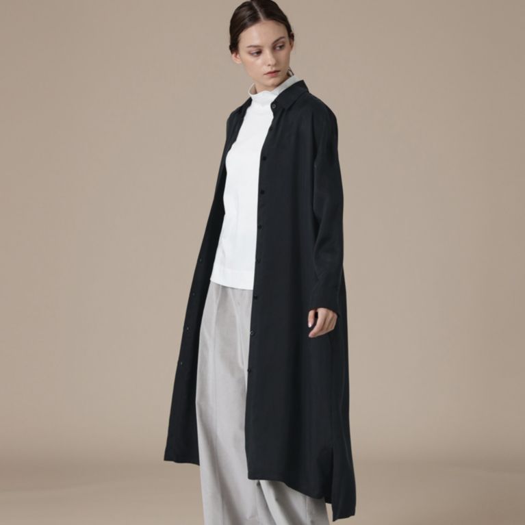 【MACKINTOSH LONDON WOMEN】 【L】キュプラフィブリルロングシャツ ネイビー