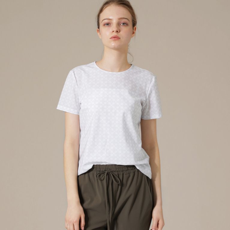 【MACKINTOSH LONDON WOMEN】 【L】トリコットストレッチアンドリュープリントTシャツ ホワイト