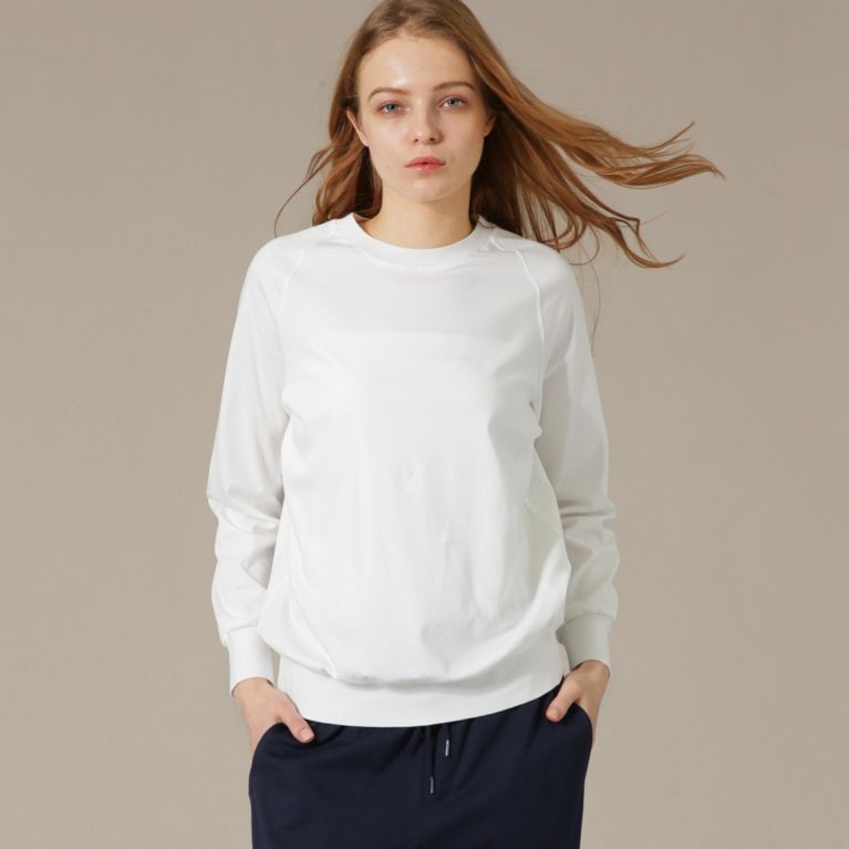 【MACKINTOSH LONDON WOMEN】 【L】【SUPER FINE LAB.】パウダーシュガーコットンクルーネックプルオーバー ホワイト