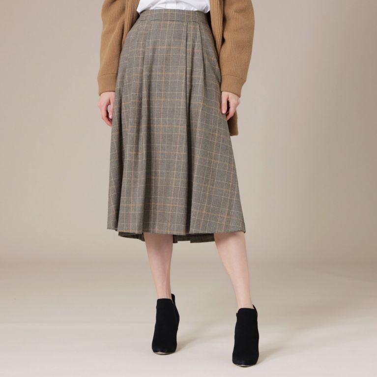 【MACKINTOSH LONDON WOMEN】 【L】ストレッチサキソニーチェックスカート ブラウン