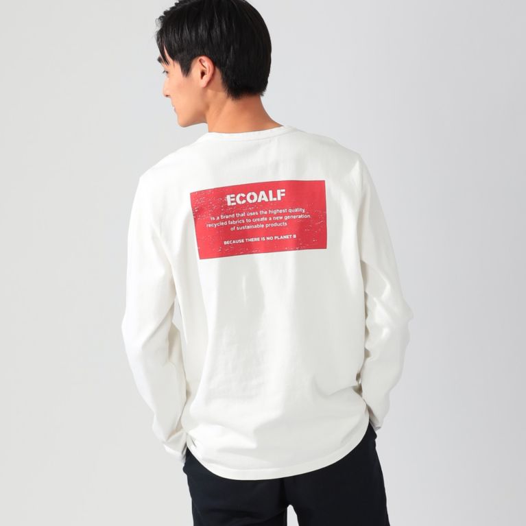 【ECOALF】 PATCH ラベルバックプリント ロンT / PATCH LABEL BACK LONGSLEEVE T-SHIRT ホワイト