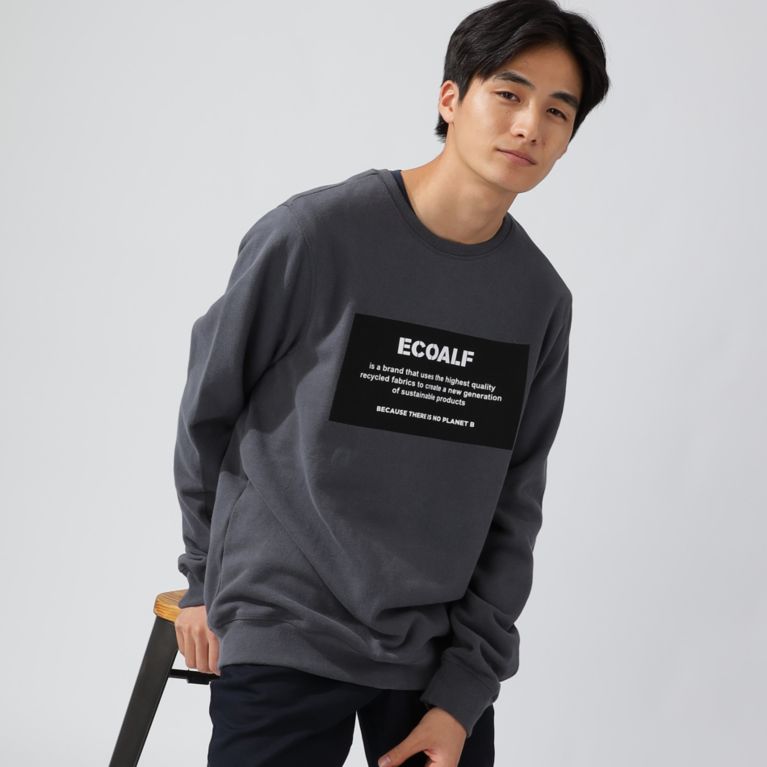 【ECOALF】 BECAUSE ロゴパッチ スウェット / SAN DIEGO PATCHLABEL SWEATSHIRT グレー