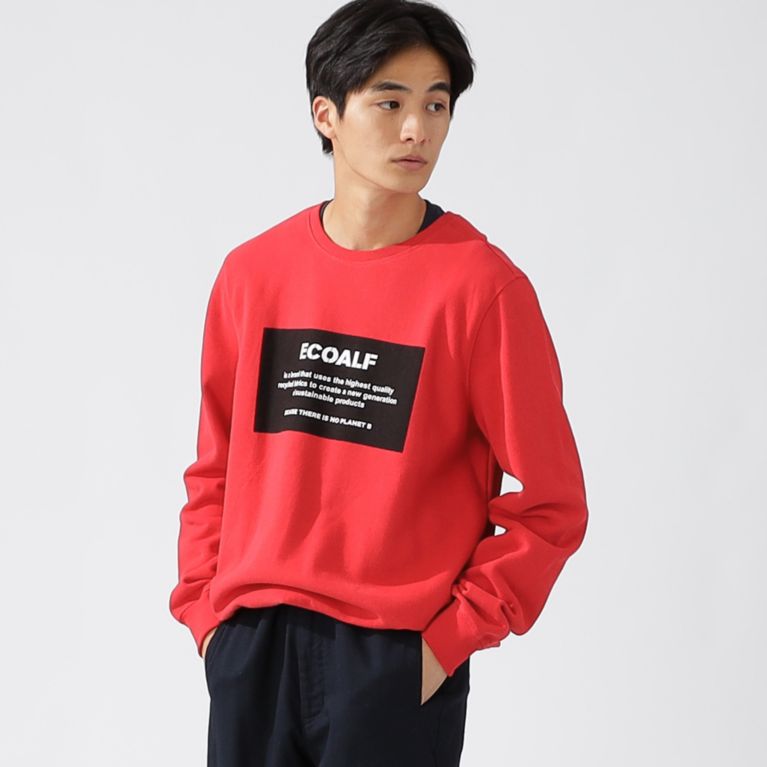 【ECOALF】 BECAUSE ロゴパッチ スウェット / SAN DIEGO PATCHLABEL SWEATSHIRT レッド