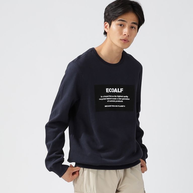 【ECOALF】 BECAUSE ロゴパッチ スウェット / SAN DIEGO PATCHLABEL SWEATSHIRT ネイビー