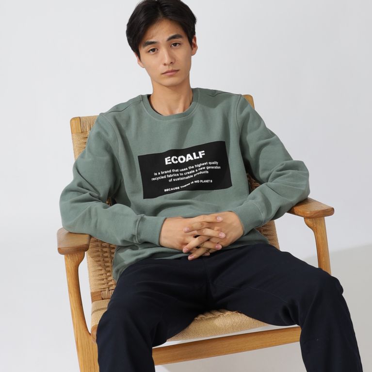 【ECOALF】 BECAUSE ロゴパッチ スウェット / SAN DIEGO PATCHLABEL SWEATSHIRT カーキ