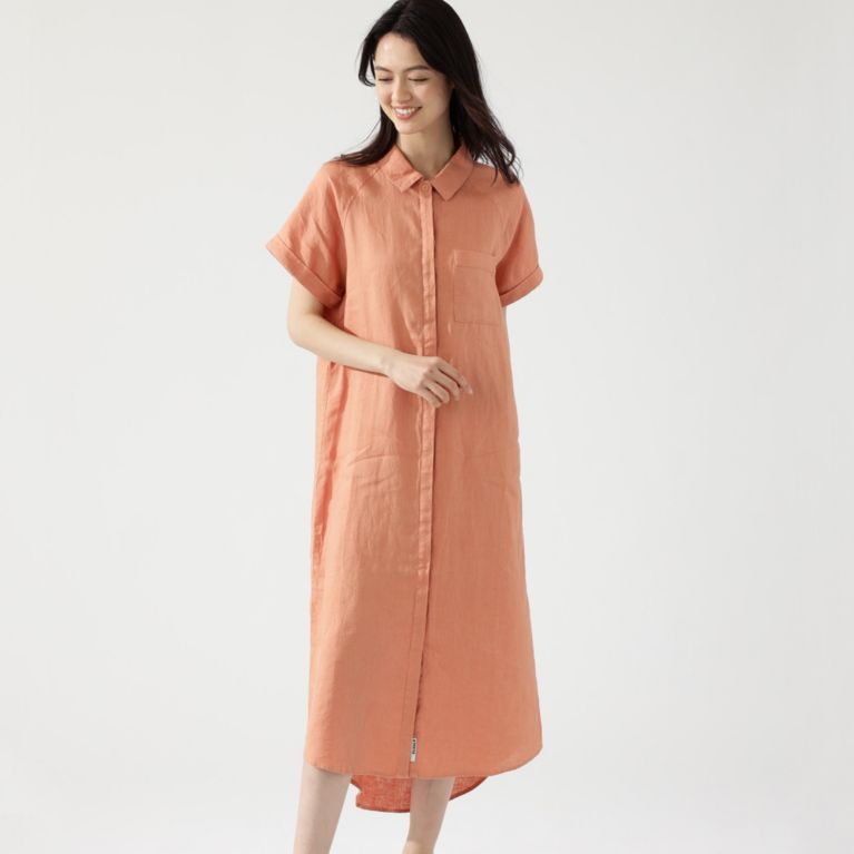 【ECOALF】 ＜LYCHEE ショートスリーブ シャツドレス / LYCHEE DRESS WOMAN＞ オレンジ(淡)