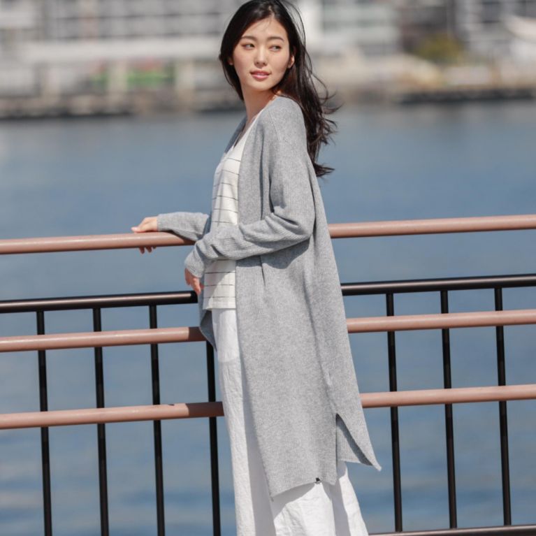 【ECOALF】 ＜CABO ニット ロングカーディガン / CABO LONG KNIT WOMAN＞ ライトグレー