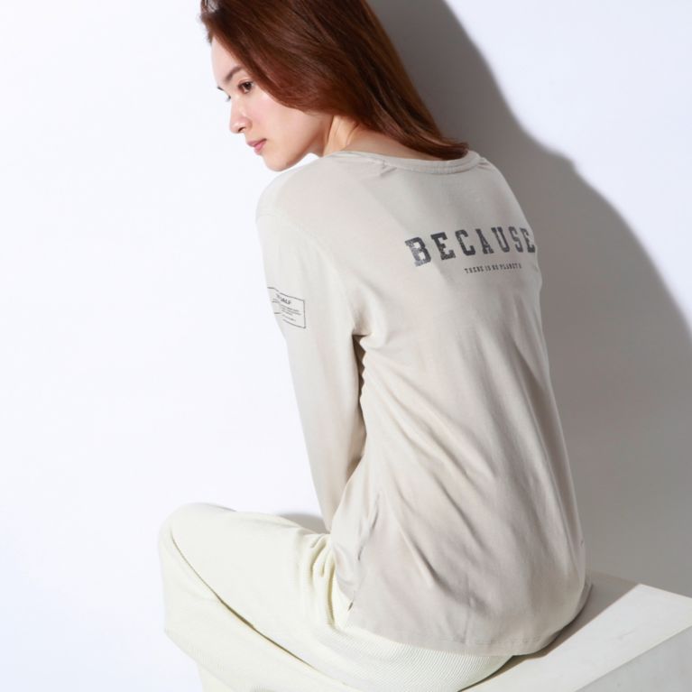 【ECOALF】 ＜BAINS バックプリント ロンT / BAINS T-SHIRT WOMAN＞ ベージュ