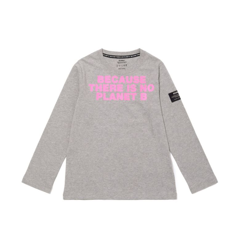 【ECOALF】 BECAUSE キッズTシャツ / NATAL BECAUSE PRINT CHEST PINK FLUOR TS ライトグレー